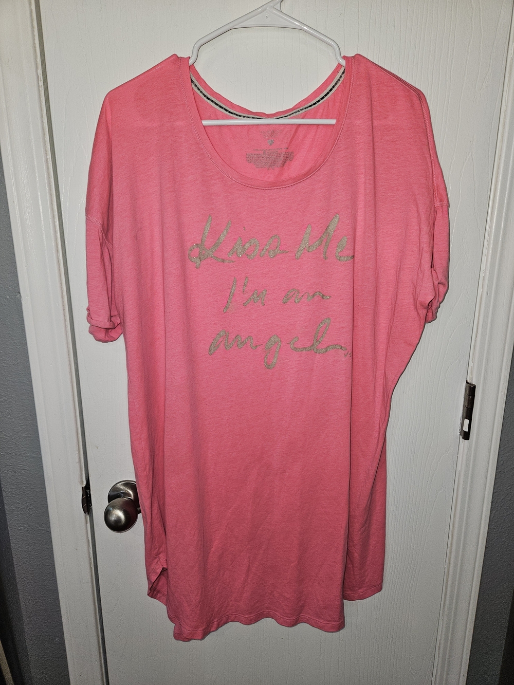 Victoria's Secret Pink Graphic Sleep Tee - "Kiss Me I'm an Angel"